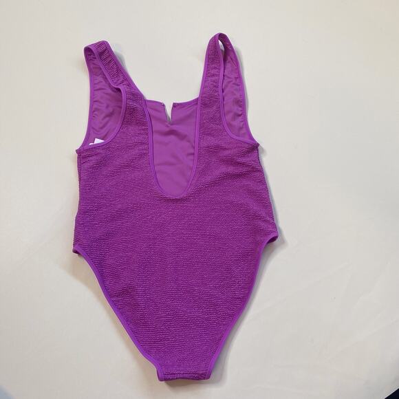 NEW Topshop Purple Crinkle Notch One Piece Swimsuit US Size 4 - Picture 4 of 5